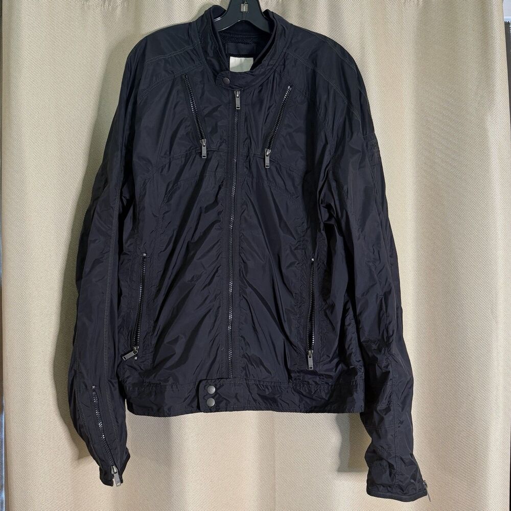 VTG Diesel Technical Nylon Flight Jacket Packable Windbreaker Zip Black Men XXXL